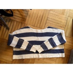 Free People Strip Crop Boxy Sweater